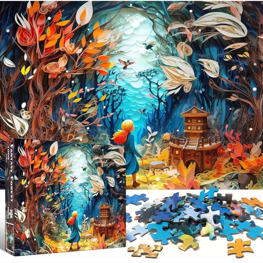 Mosaic Fantasy Forest Jigsaw Puzzle, 1000 Piece Puzzle for Adults, Impossible